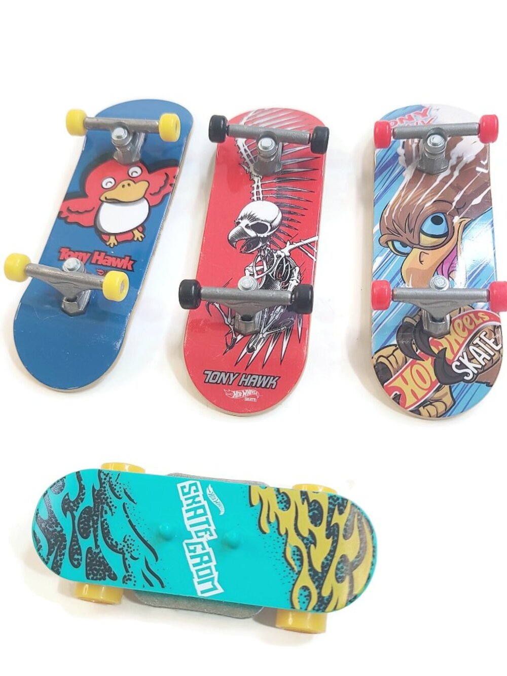 Lot Of 4 Hot Wheels Tech Deck Skateboards 1 Grom 3 Tony Hawk Mixed Lot